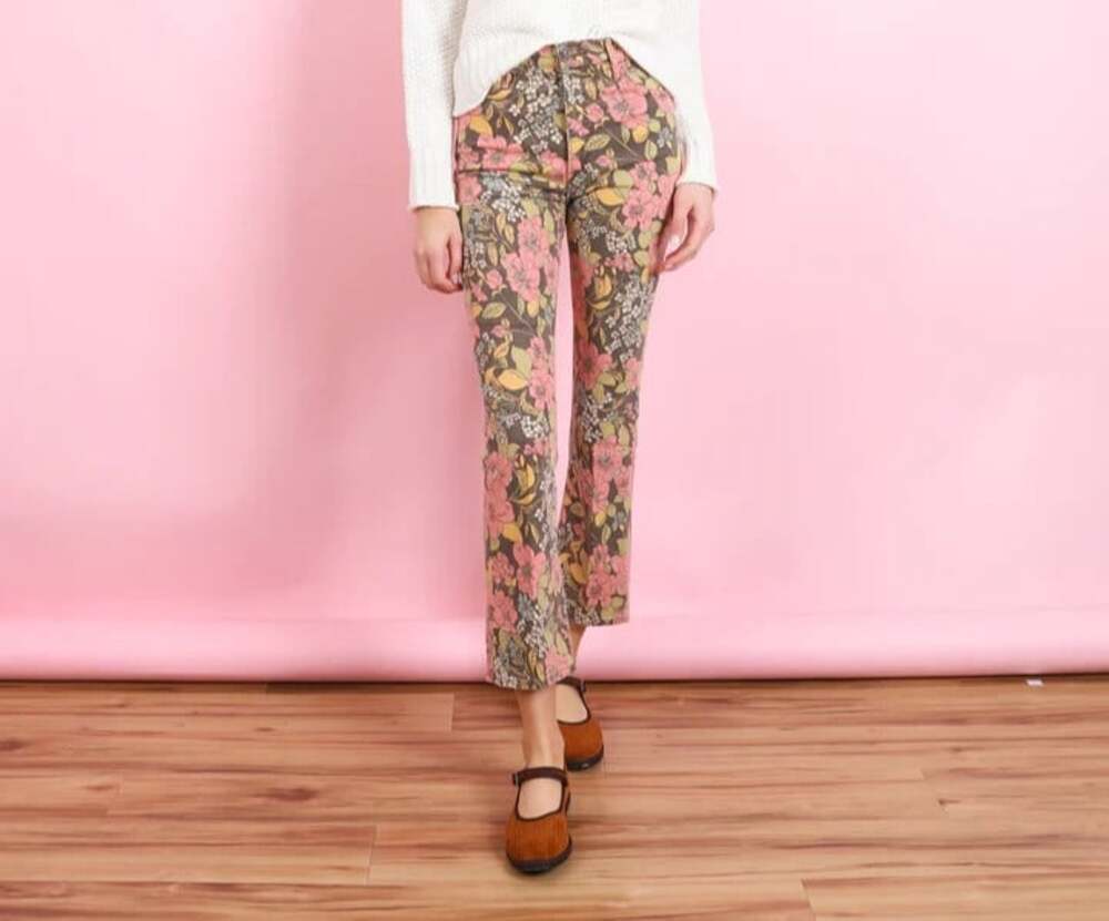 Mother Denim Women's 27 Cats & Dogs Hustler Ankle Floral Boho Hippie Denim Jeans